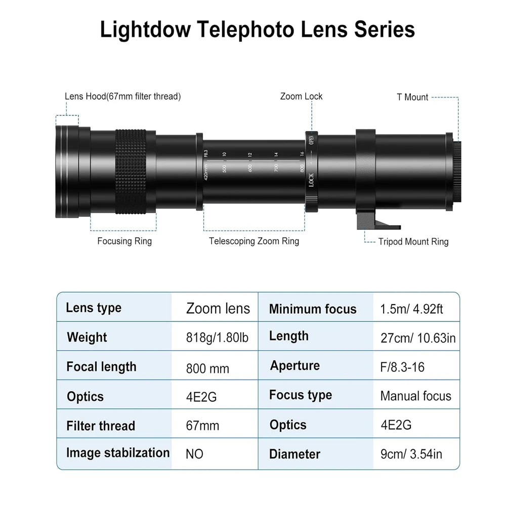 Vanker O800 LightDow 420-800mm f8.3